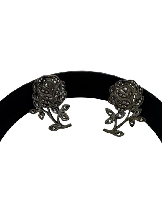 Estate Jewelry - Vintage Sterling Silver Rose Screw-Back Earrings Marcasite Floral Design 7.76g